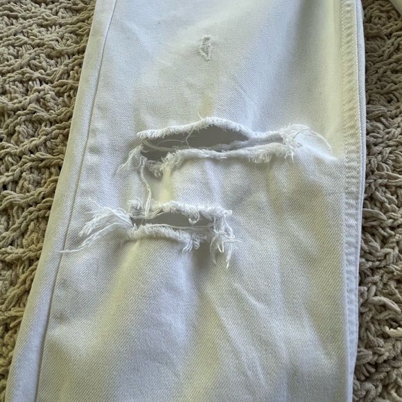 Free People We The Free size 25 Tapered Baggy Boyfriend Jeans Chalk White Denim - Picture 14 of 14